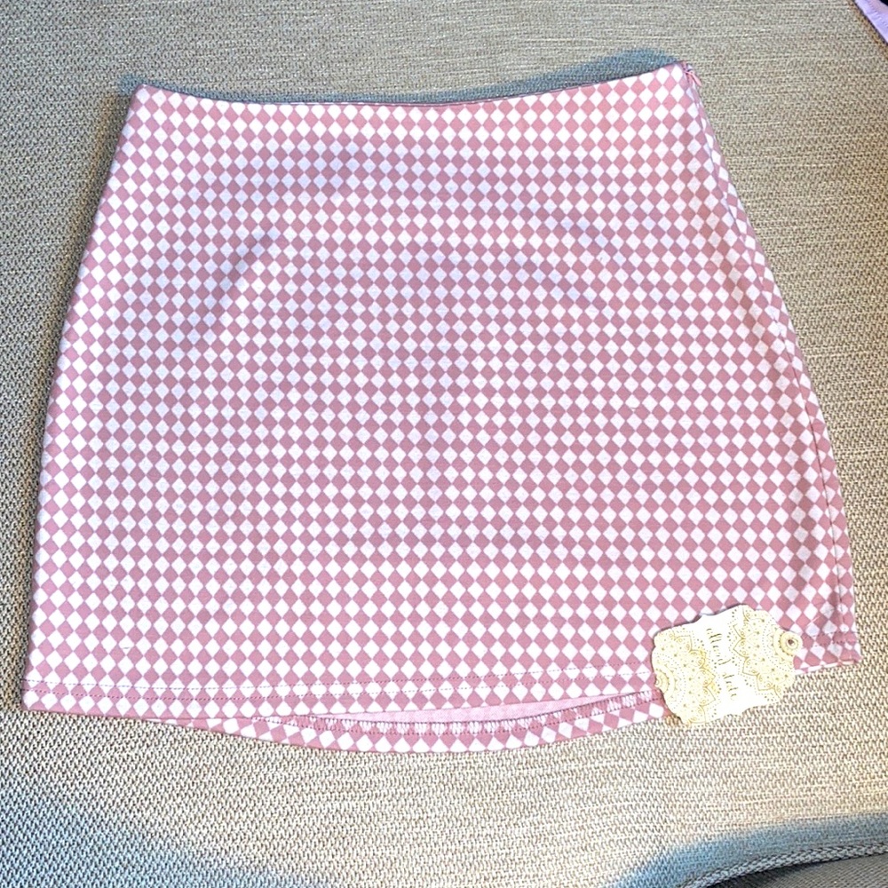 NWOT Altar’d State Pink and White Checkered Skirt